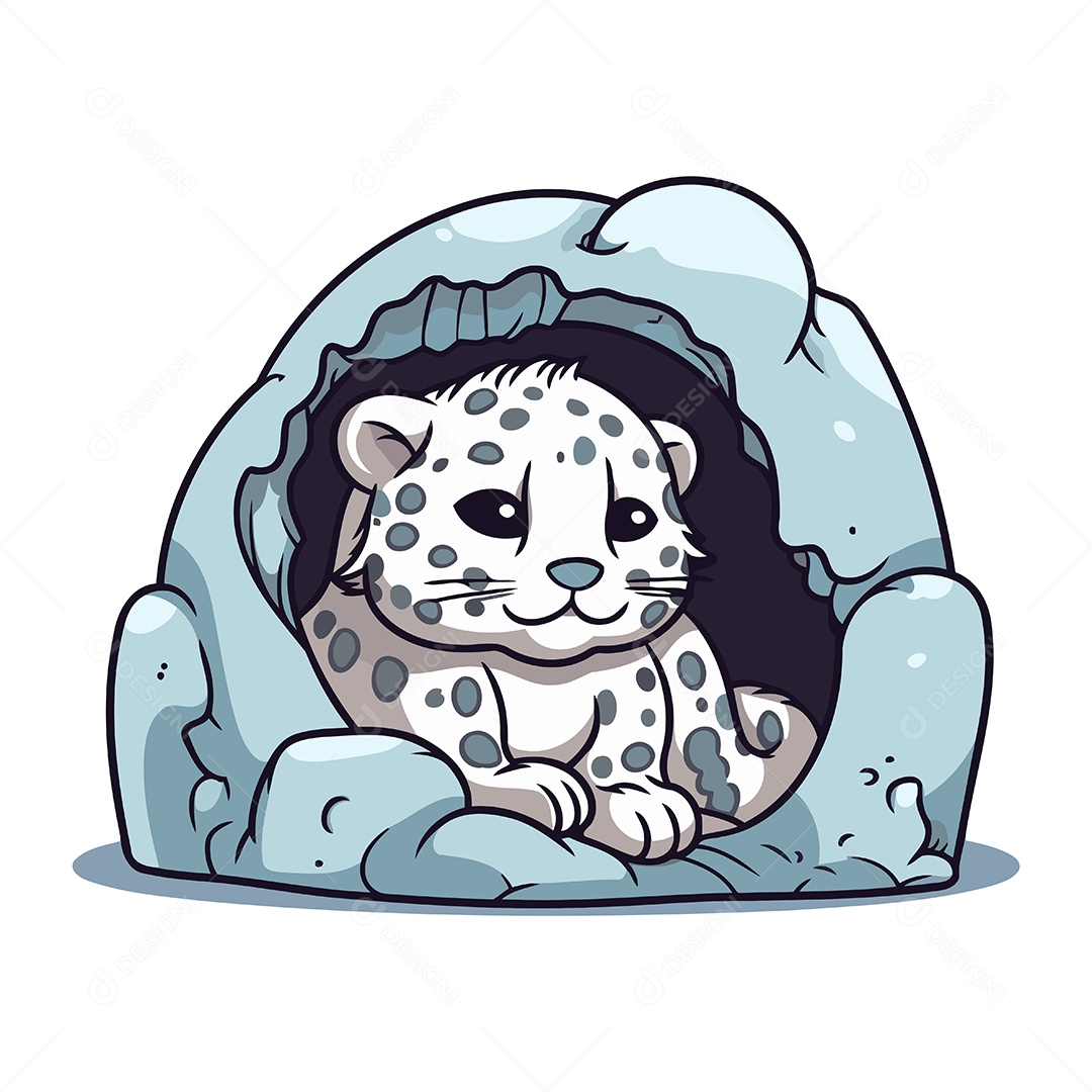 Leopardo Fofo de Desenho Animado Ilustração Vetor EPS