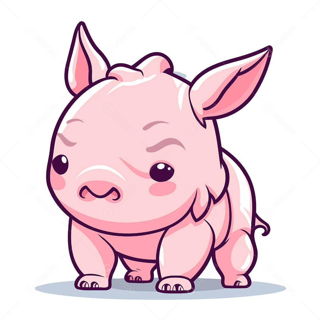 Porco de Desenho Animado Ilustração Vetor EPS