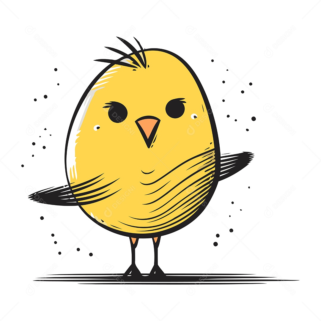 Pintinho Amarelo Bonitinho Ilustração Vetor EPS