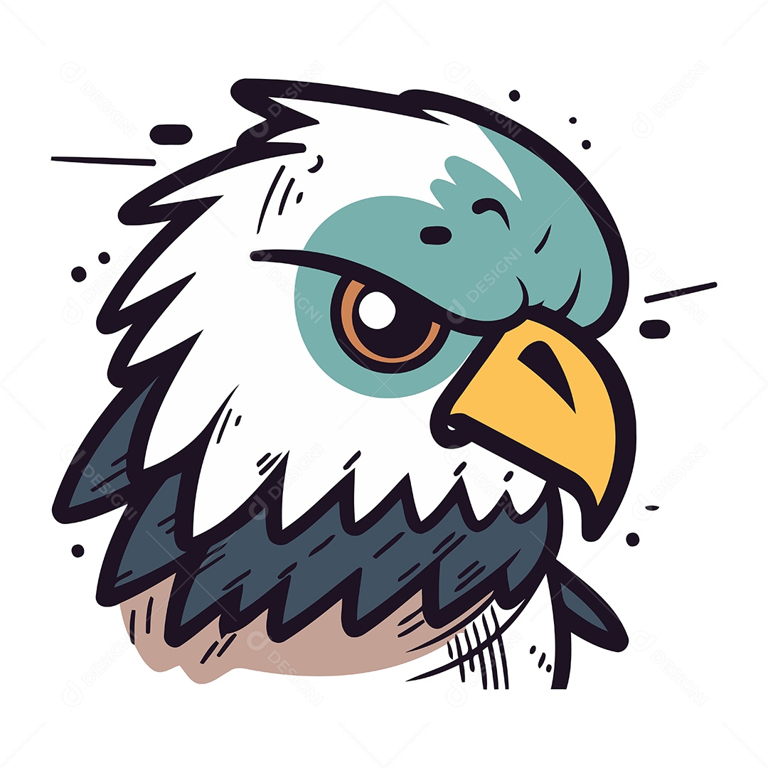 Cabeça de Águia Desenho Animado Ilustração Vetor EPS