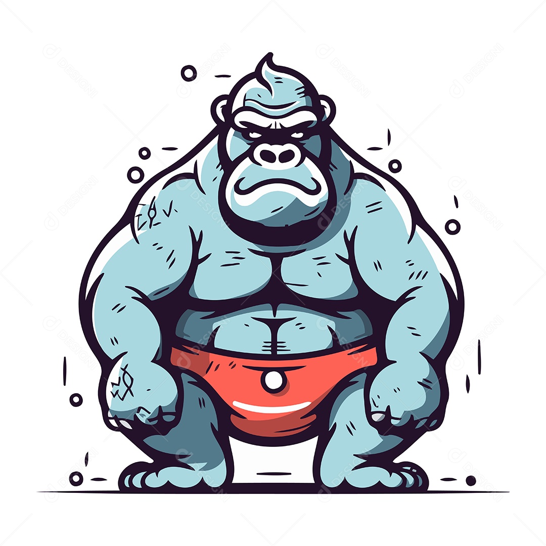 Gorila de Desenho Animado em Traje de Banho Ilustração Vetor EPS