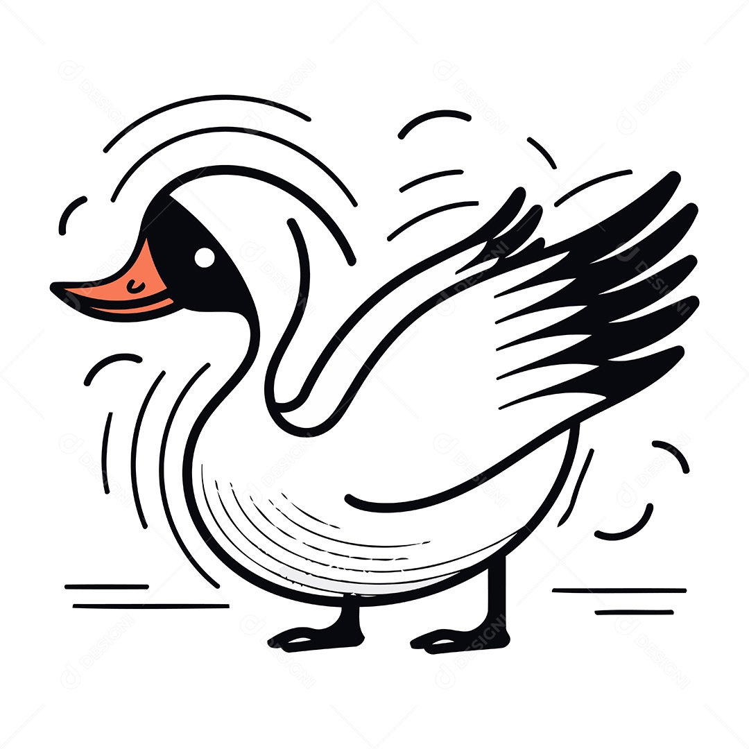 Ganso de Desenho Animado Ilustração Vetor EPS
