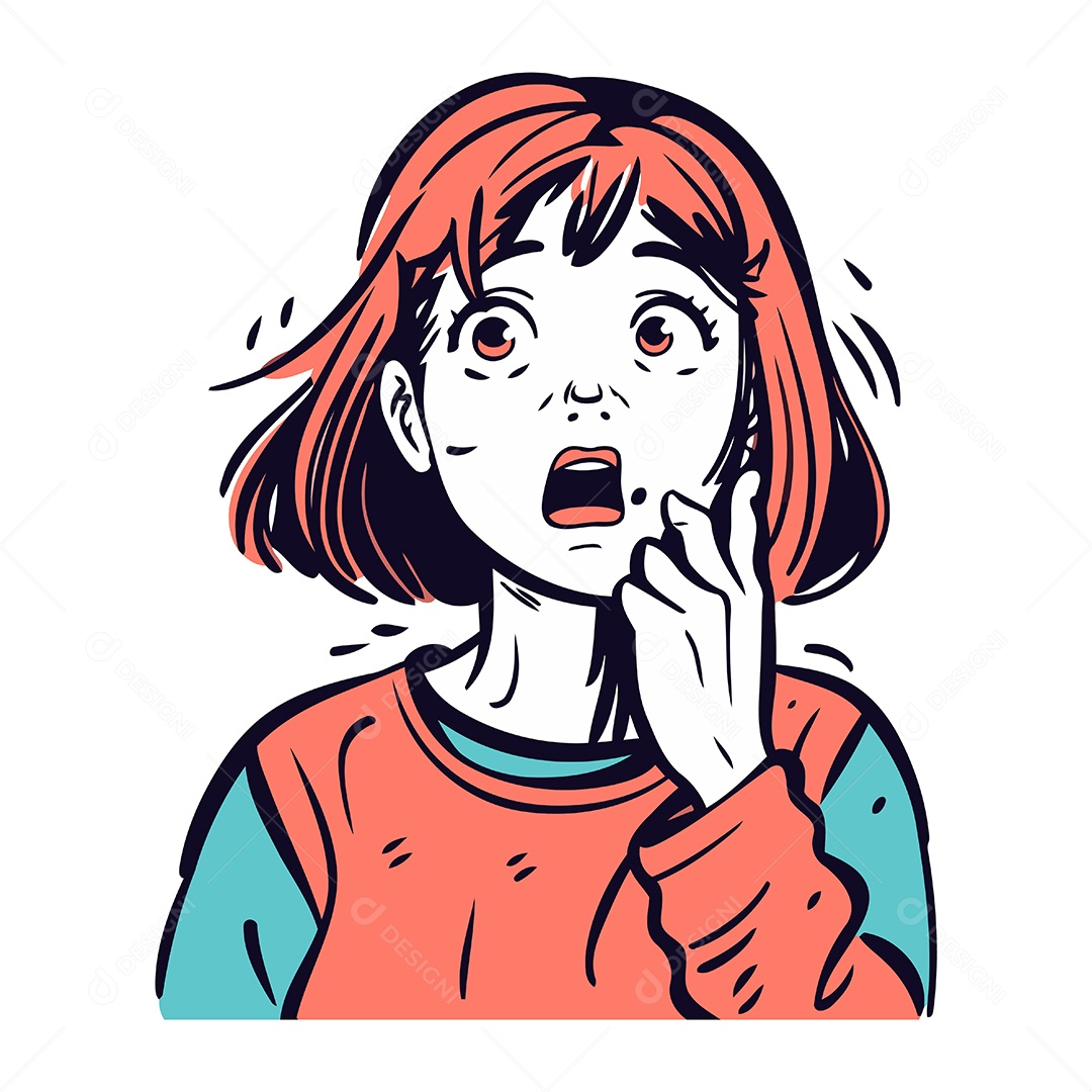 Garota Surpresa de Desenho Animado Ilustração Vetor EPS