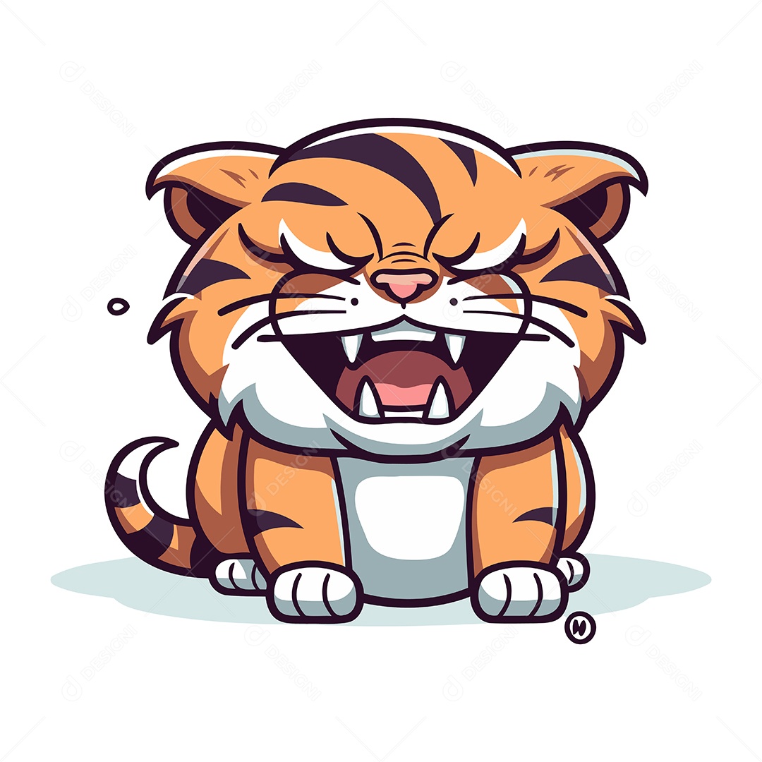 Mascote de Desenho Animado Tigre Ilustração Vetor EPS