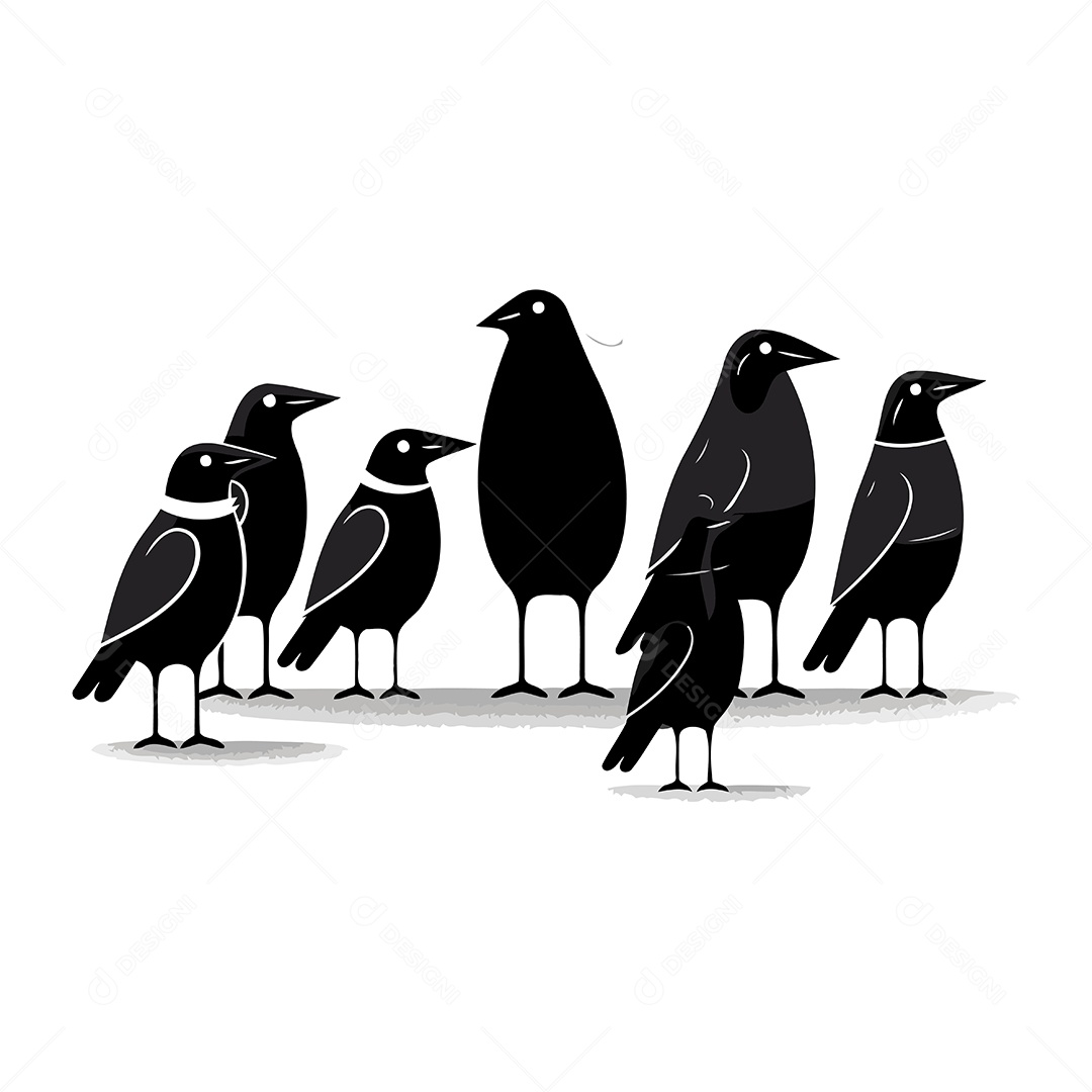 Corvos de Desenho Animado Ilustração Vetor EPS
