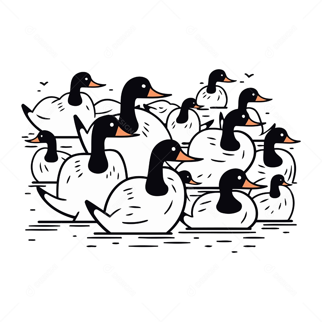 Bando de Patos Desenho Animado Ilustração Vetor EPS