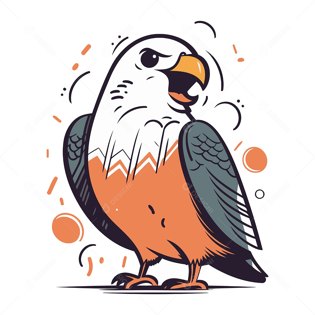 Águia Americana de Desenho Animado Ilustração Vetor EPS