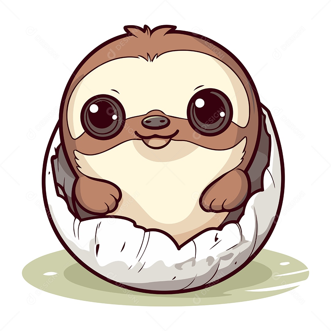 Preguiça Fofa de Desenho Animado Ilustração Vetor EPS