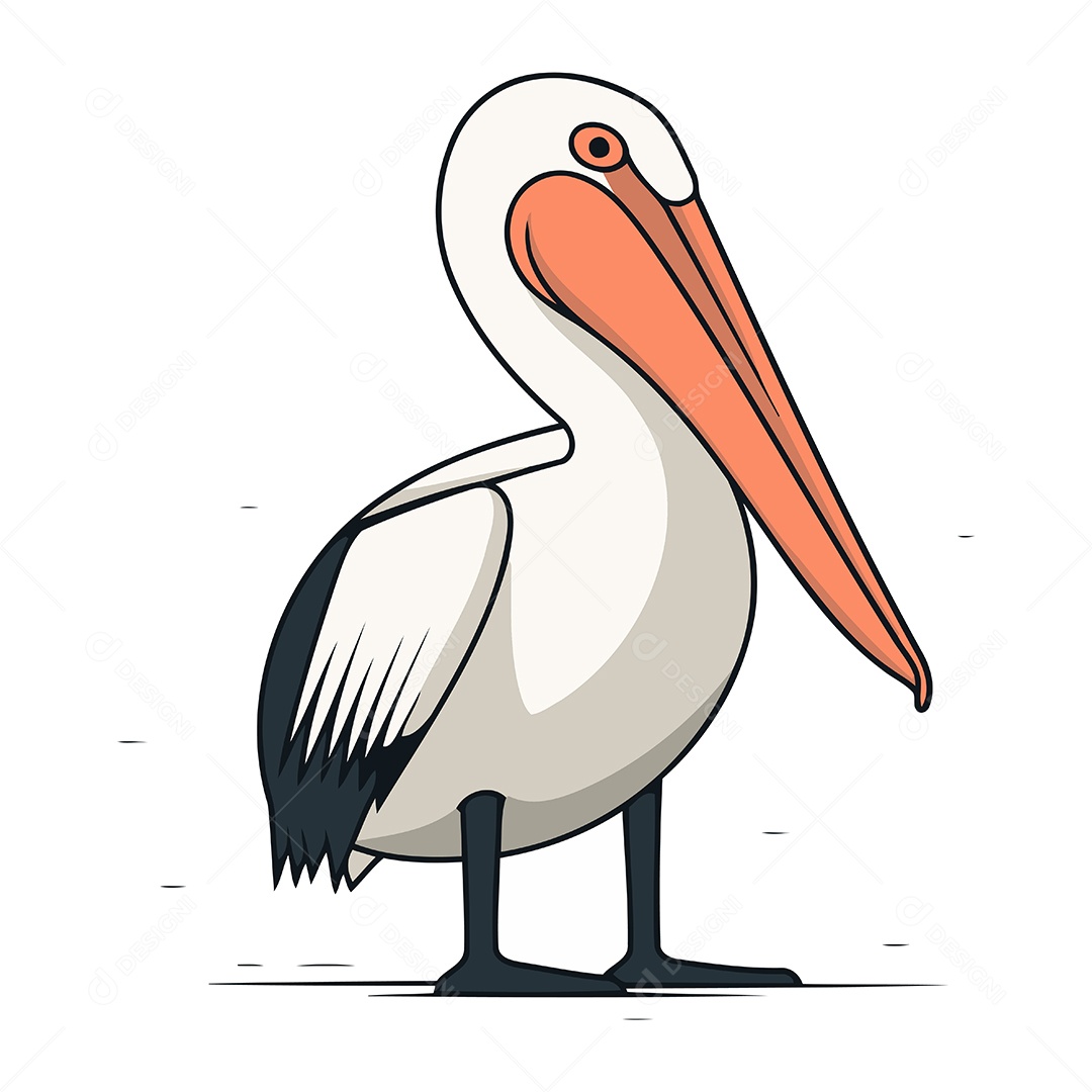 Pelicano de Desenho Animado Ilustração Vetor EPS