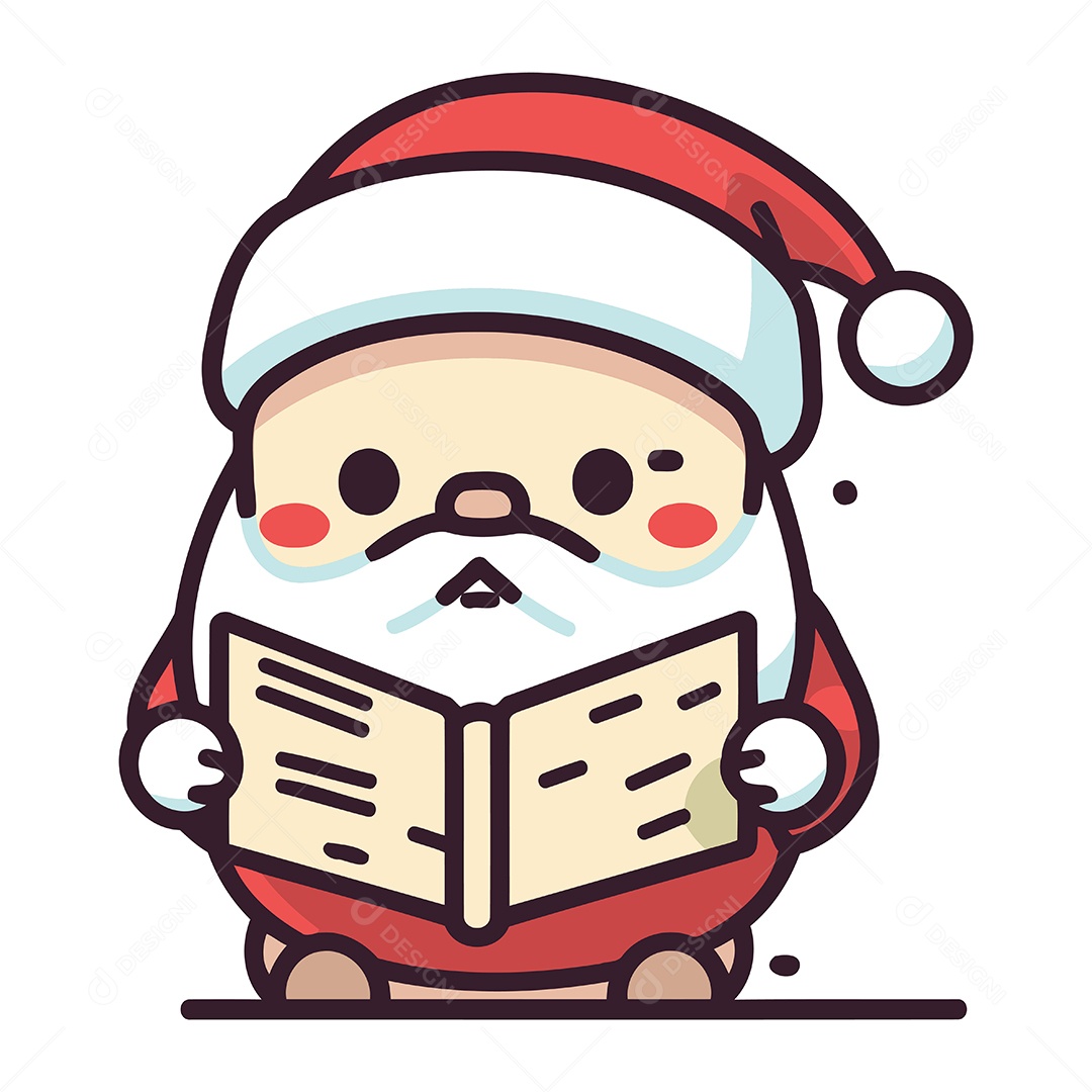 Papai Noel Lendo um Livro Ilustração Vetor EPS