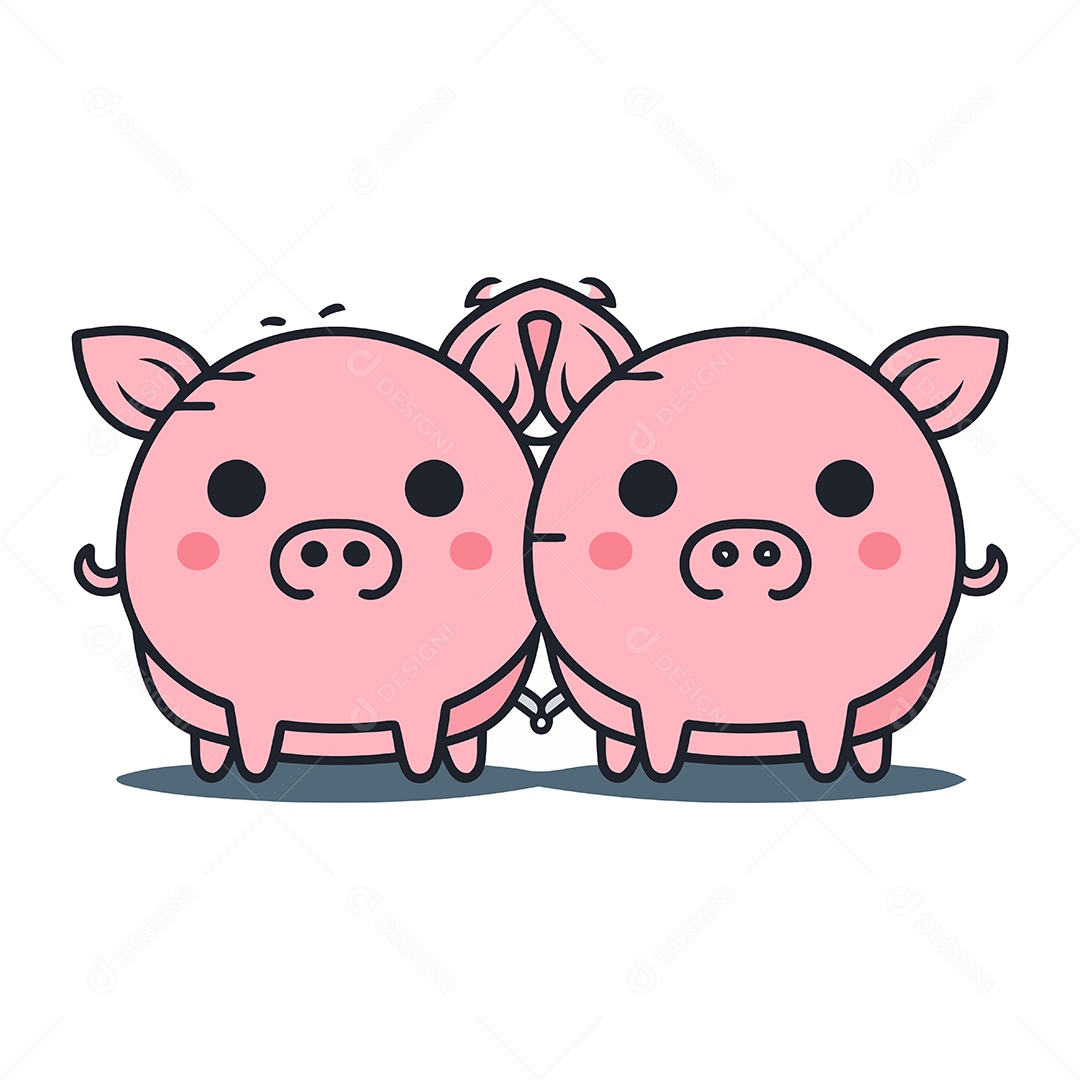 Porcos de Desenho Animado Ilustração Vetor EPS