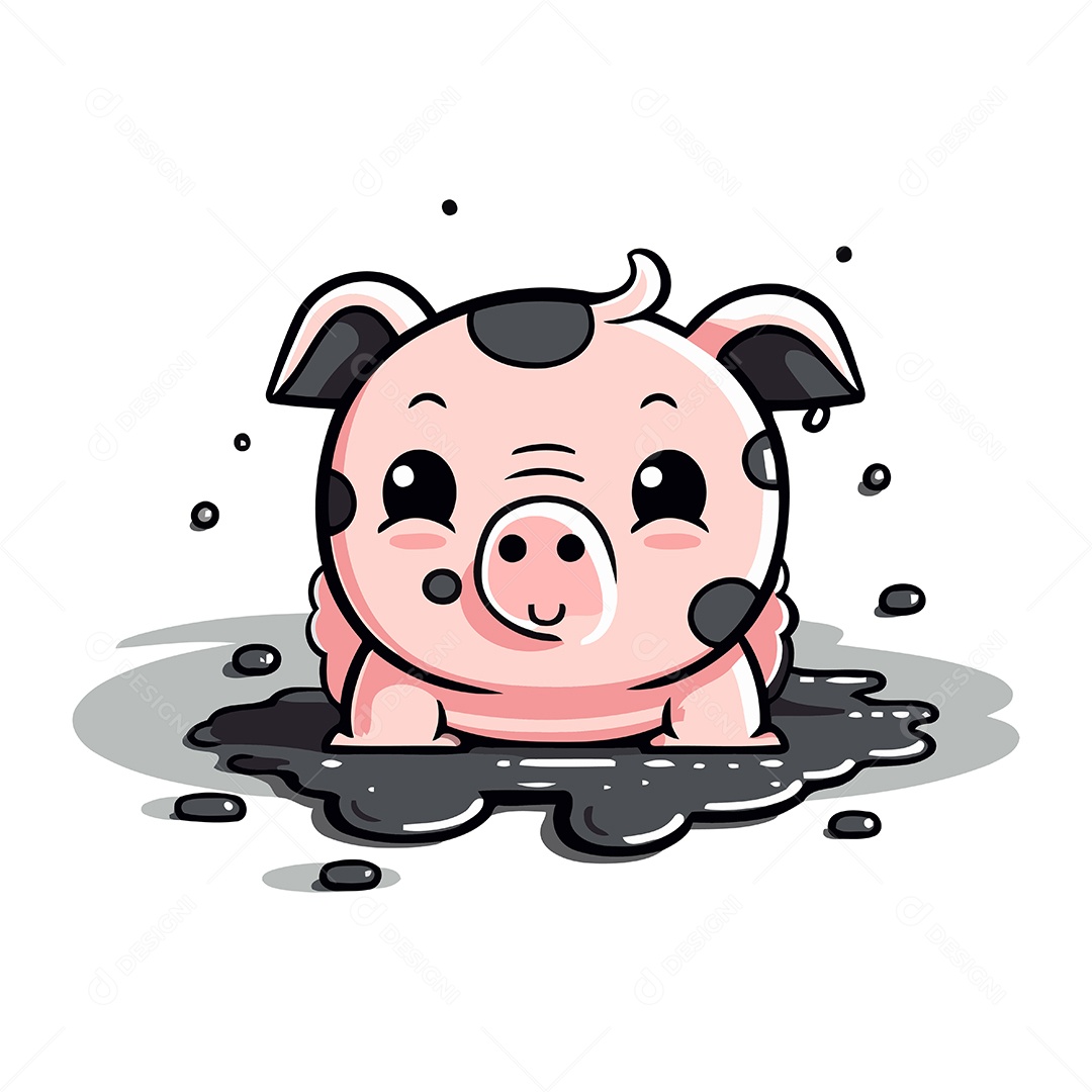 Porco de Desenho Animado Ilustração Vetor EPS