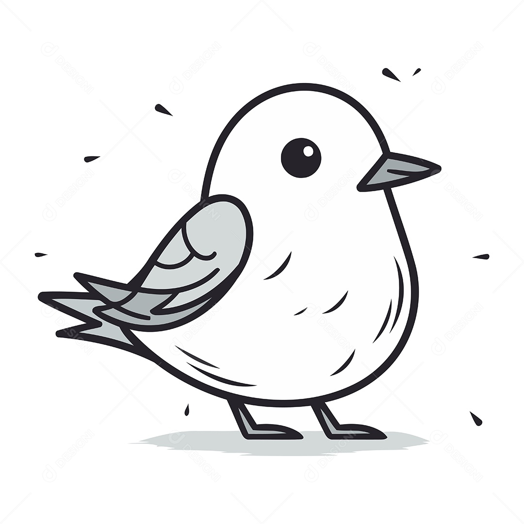 Passarinho Fofo de Desenho Animado Ilustração Vetor EPS