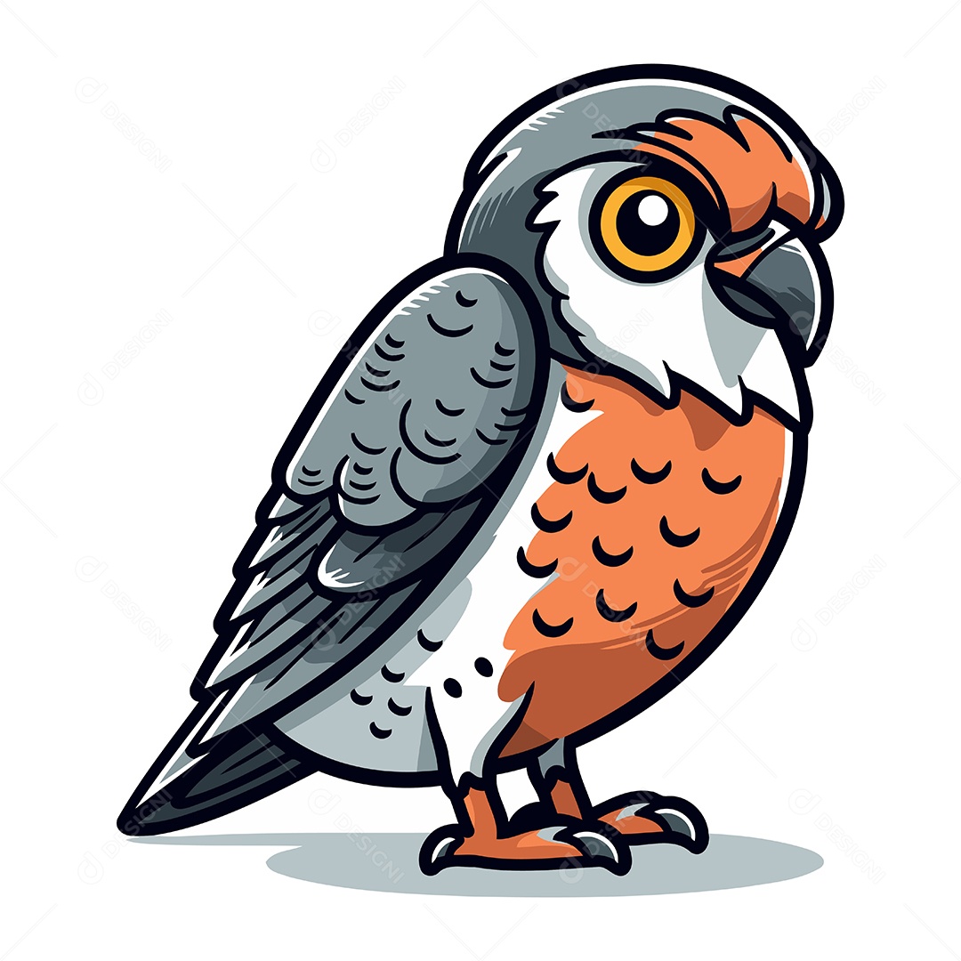 Pássaro Peneireiro de Desenho Animado Ilustração Vetor EPS