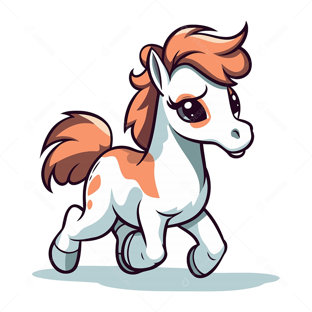 Pônei Fofo de Desenho Animado Ilustração Vetor EPS