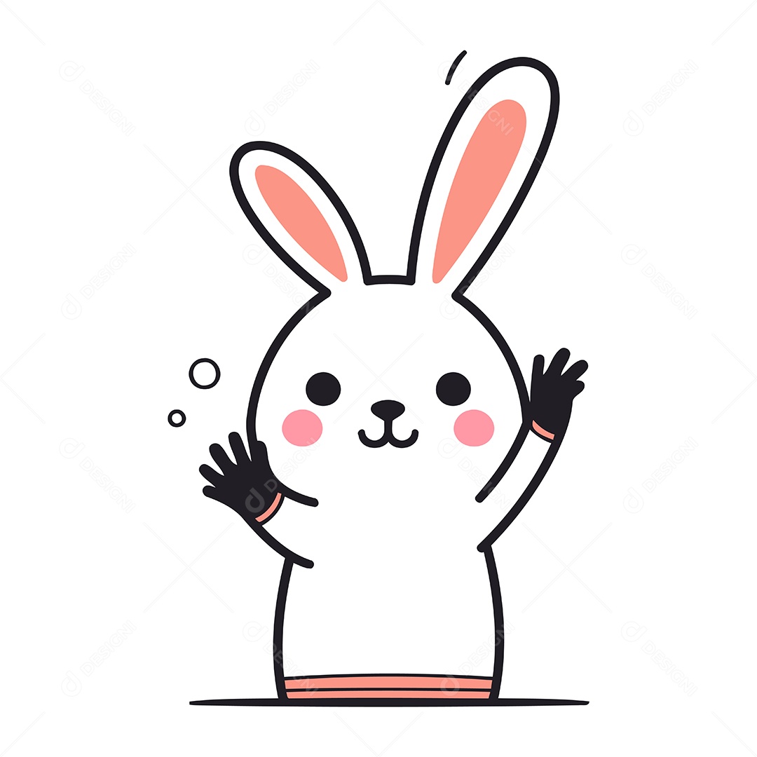 Coelho Fofo de Desenho Animado Ilustração Vetor EPS