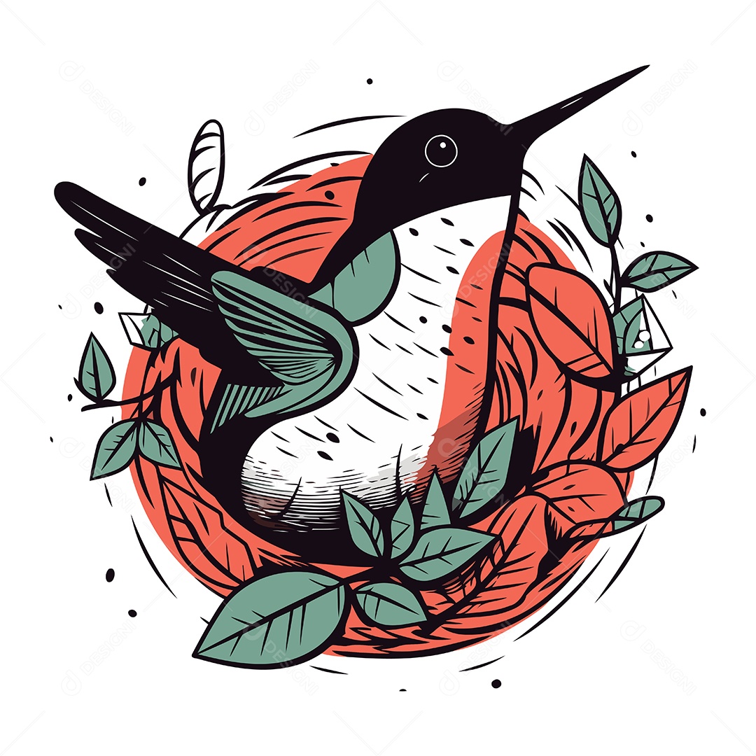 Beija Flor de Desenho Animado Ilustração Vetor EPS