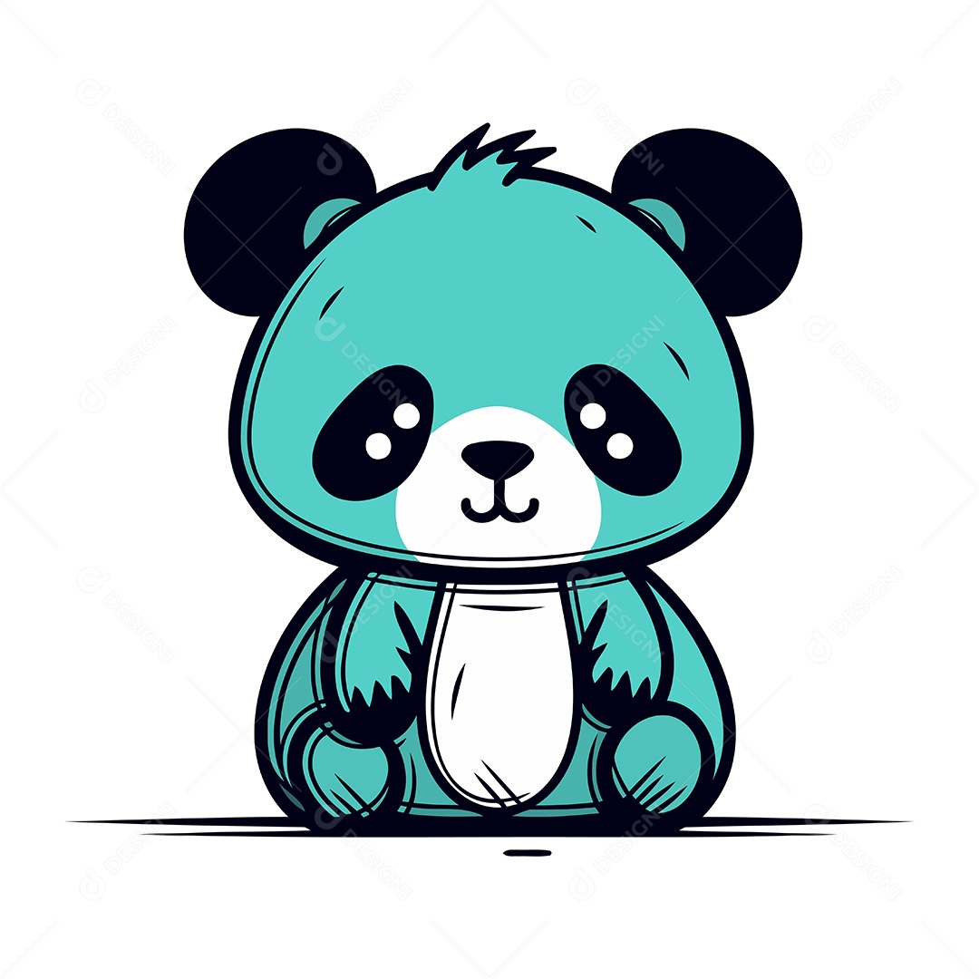 Urso Panda Fofo de Desenho Animado Ilustração Vetor EPS