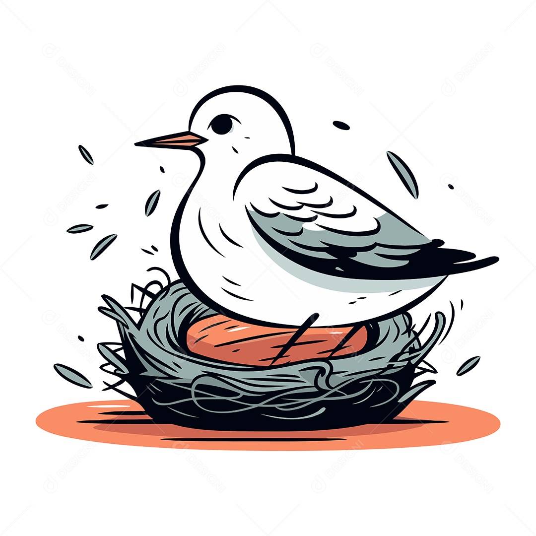 Gaivota em um Ninho Ilustração Vetor EPS