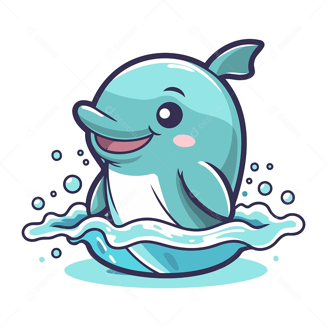 Baleia Azul de Desenho Animado Ilustração Vetor EPS