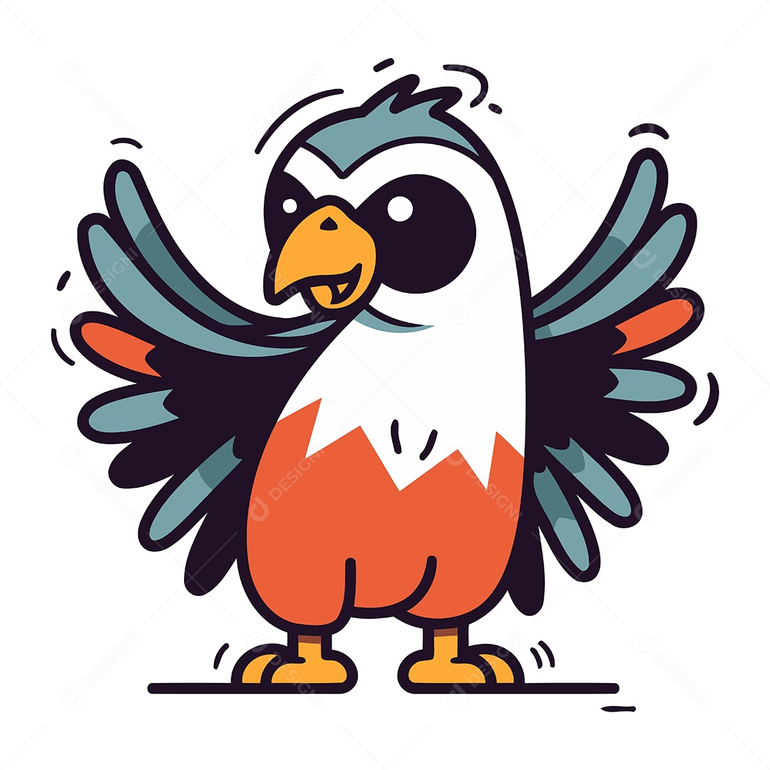 Águia Americana de Desenho Animado Ilustração Vetor EPS