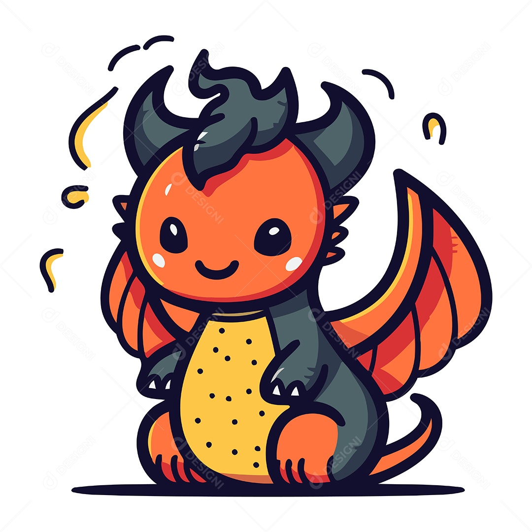 Dragão de Desenho Animado Ilustração Vetor EPS