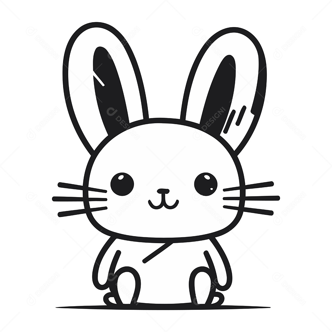 Coelhinho Fofo de Desenho Animado Ilustração Vetor EPS