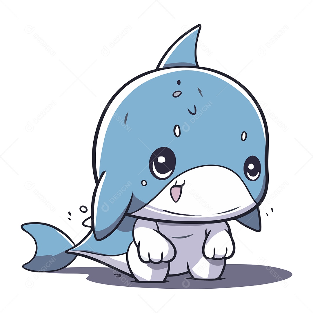 Baleia de Desenho Animado Ilustração Vetor EPS