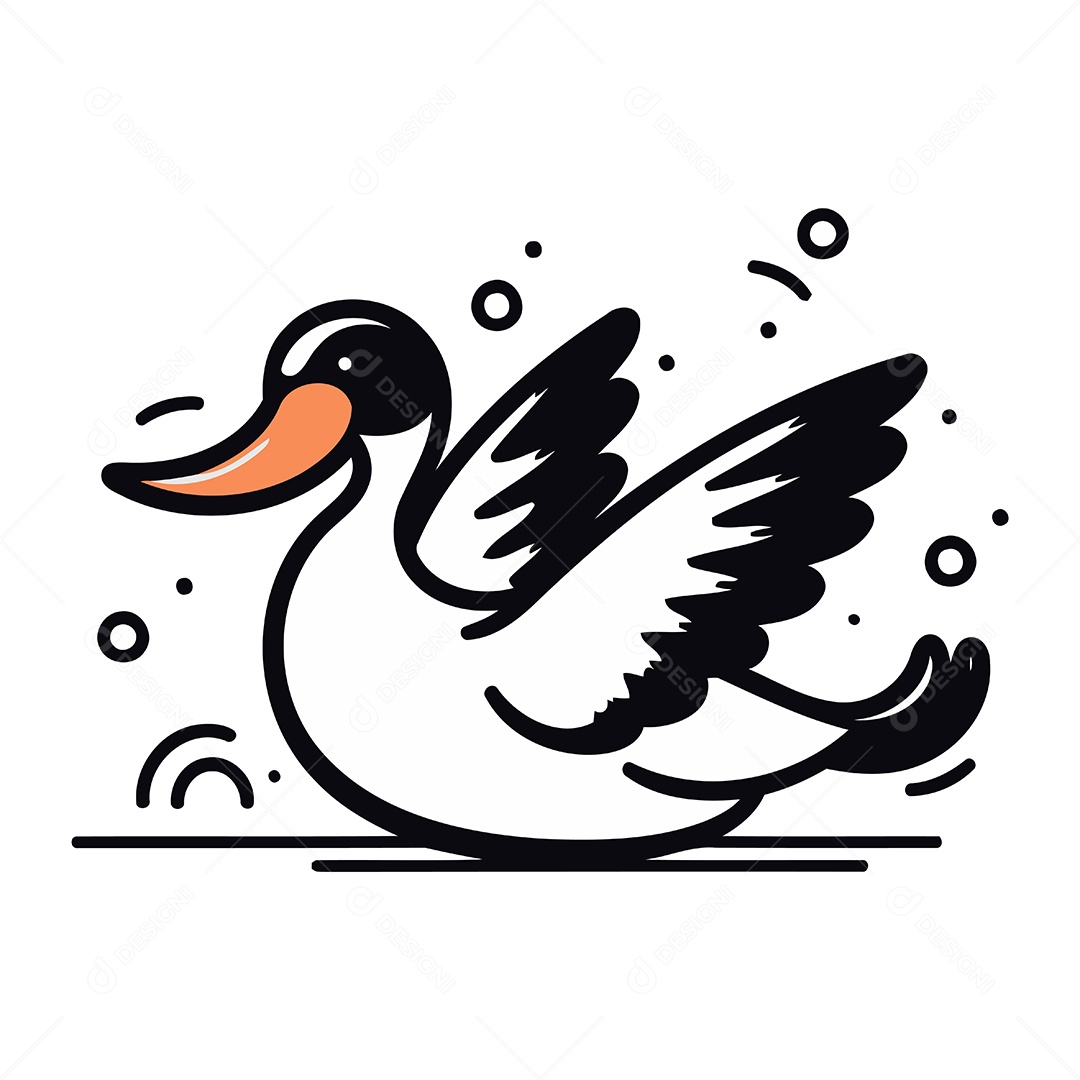 Pato de Desenho Animado Ilustração Vetor EPS