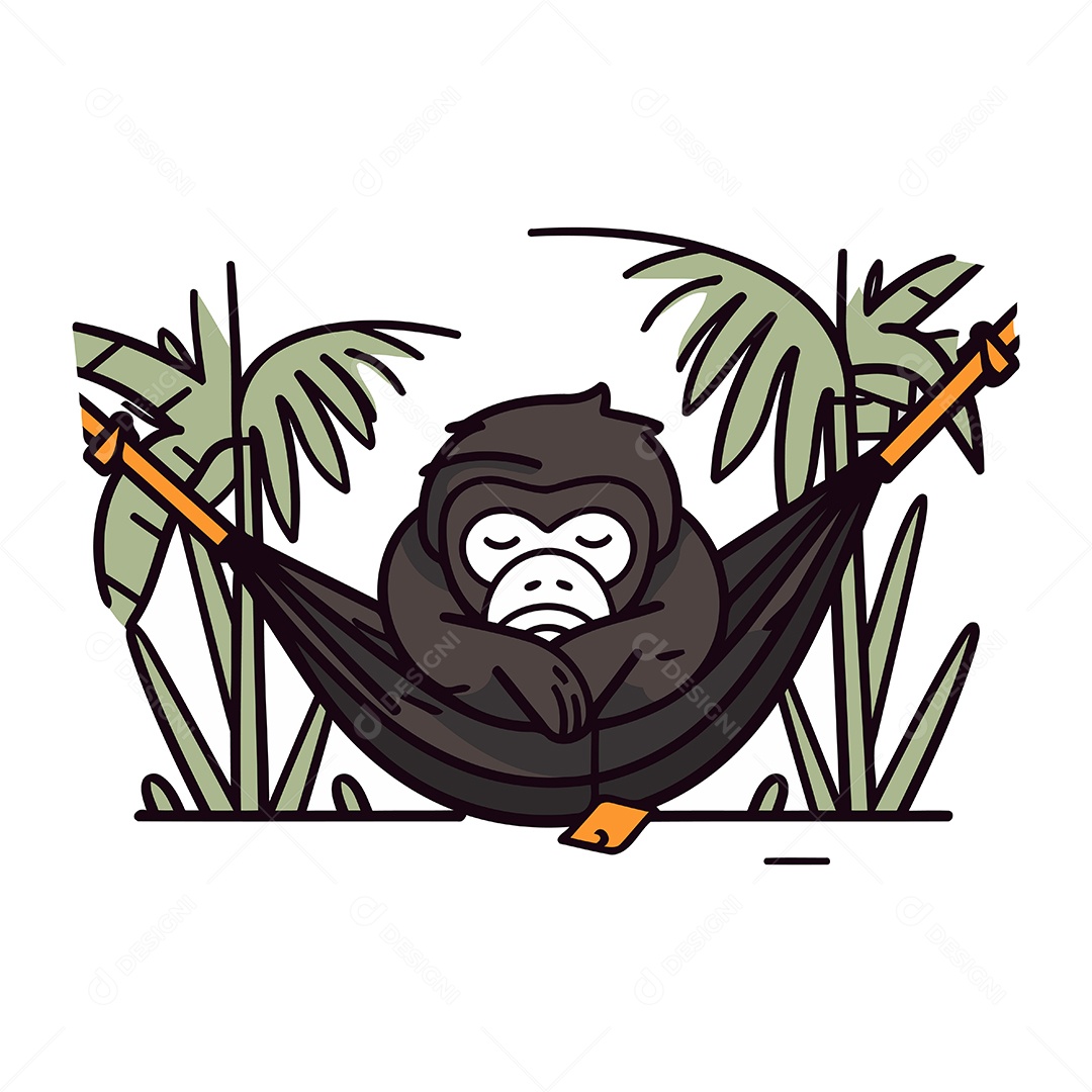 Macaco de Desenho Animado na Rede Ilustração Vetor EPS