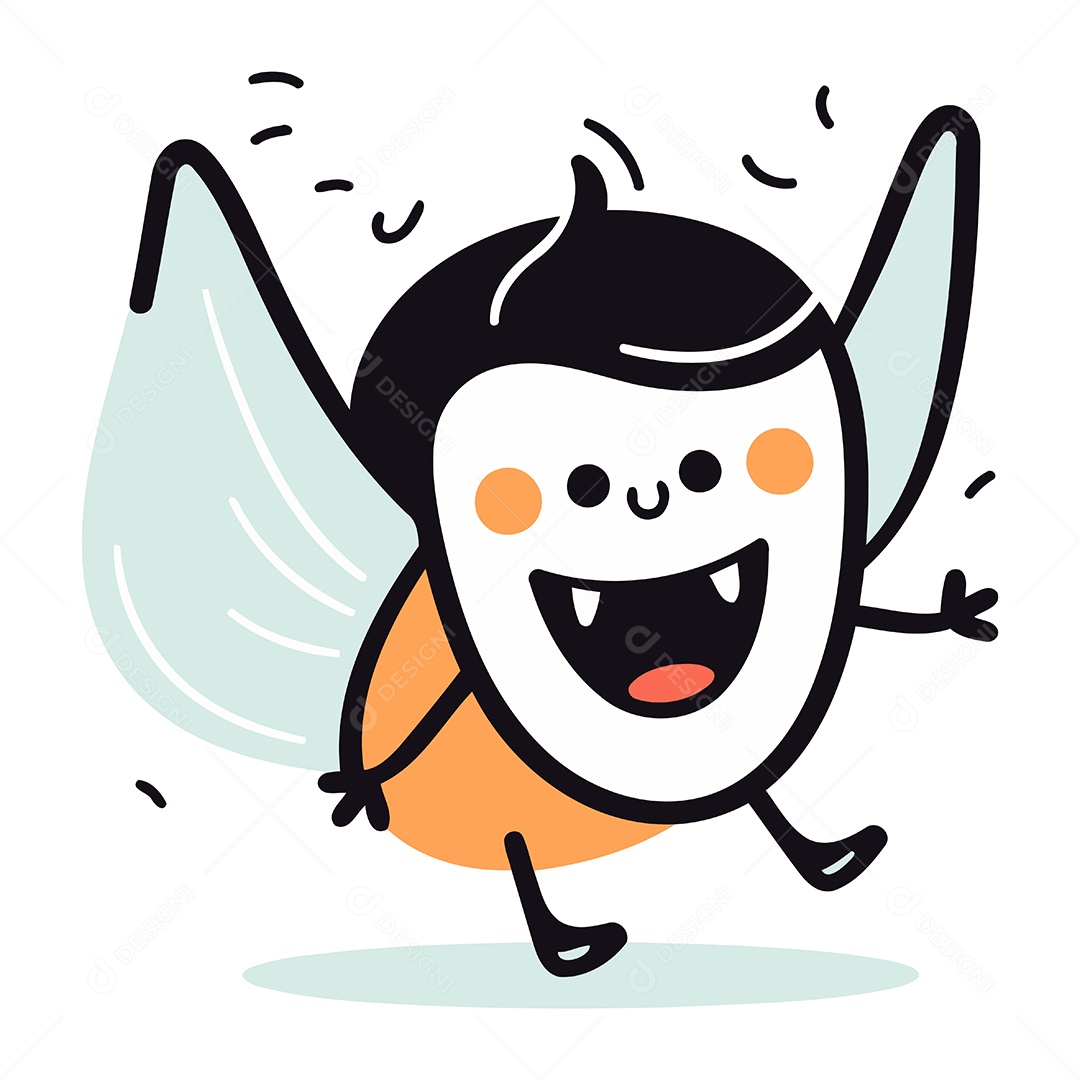 Anjo Voador de Desenho Animado Ilustração Vetor EPS