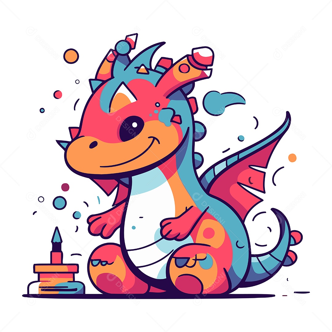 Dragão de Desenho Animado Ilustração Vetor EPS