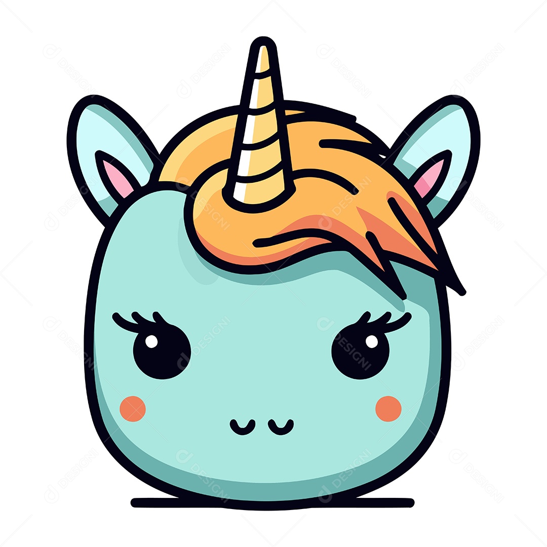 Cabeça de Unicórnio Fofa Ilustração Vetor EPS