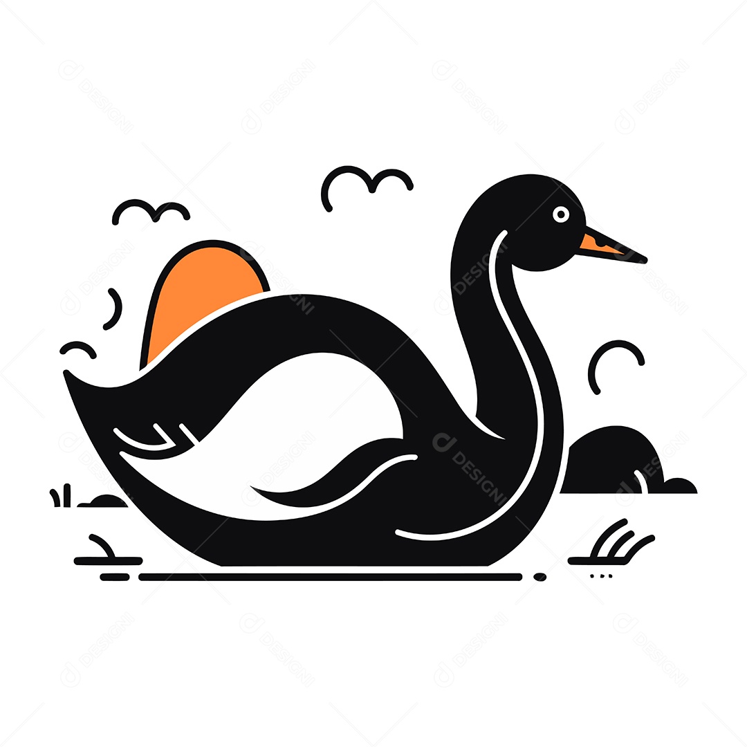 Cisne de Desenho Animado Ilustração Vetor EPS