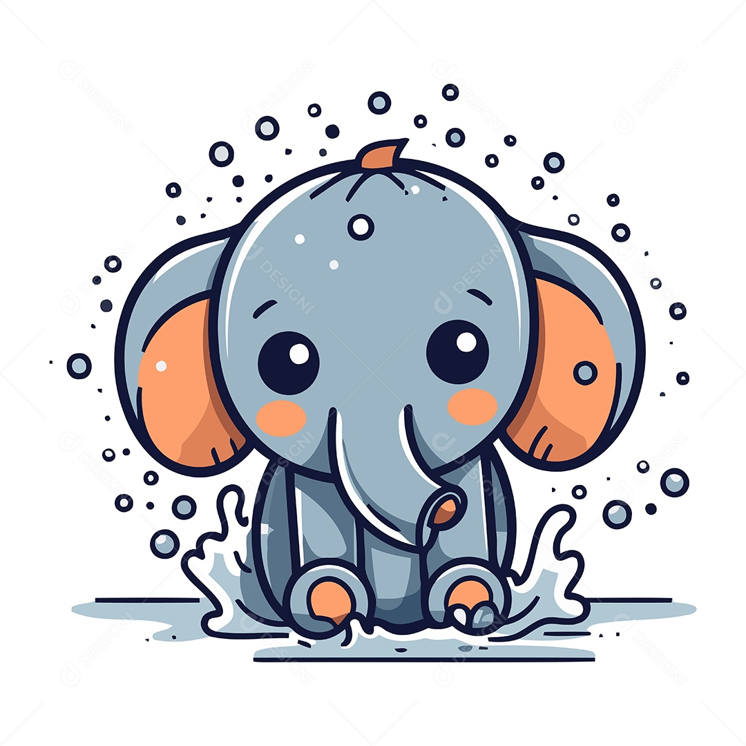 Elefante de Desenho Animado Ilustração Vetor EPS
