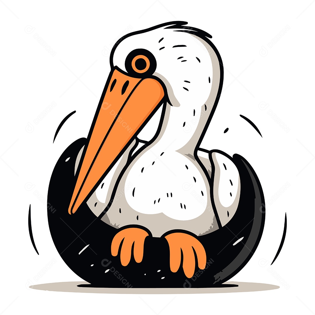 Pelicano de Desenho Animado Ilustração Vetor EPS