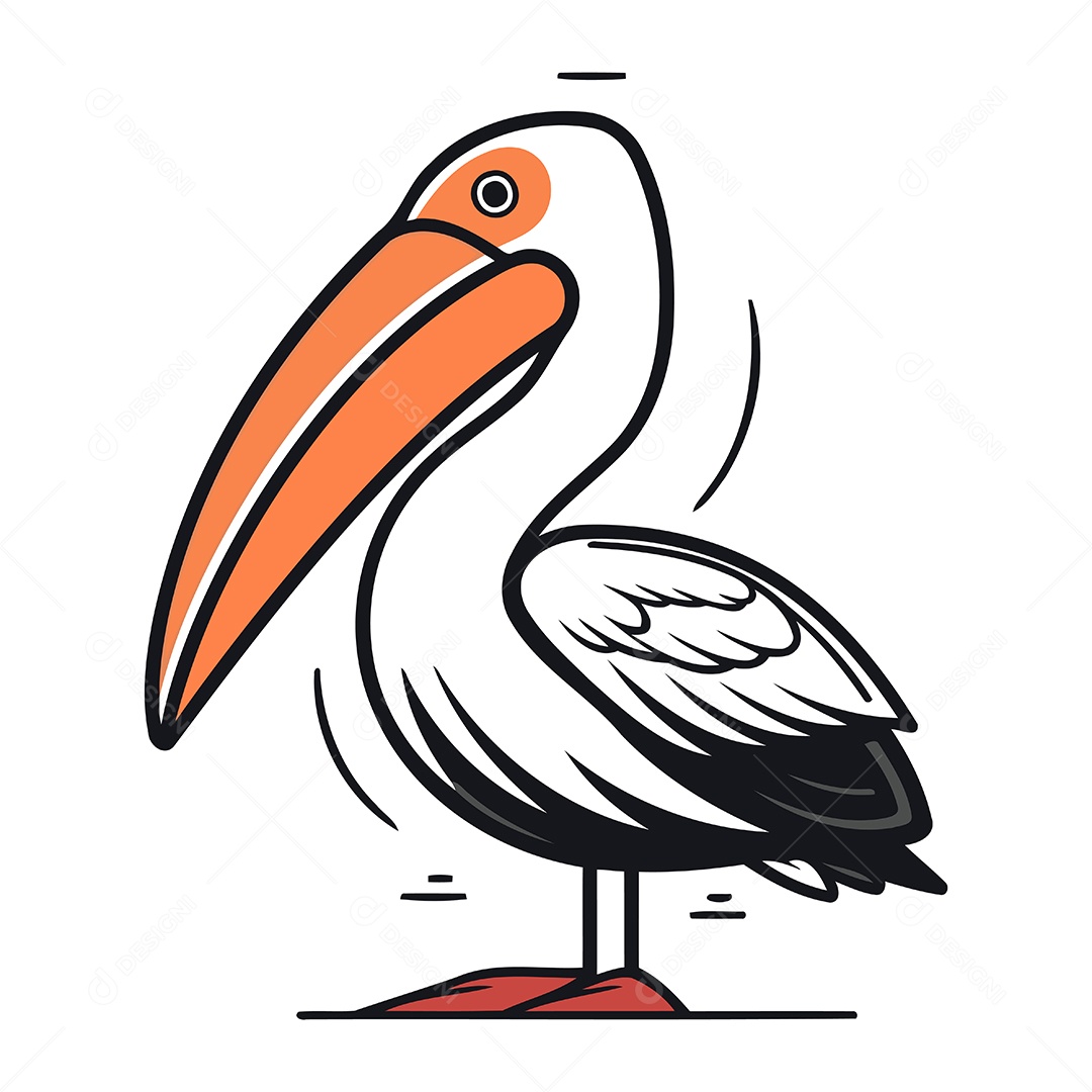 Pelicano de Desenho Animado Ilustração Vetor EPS
