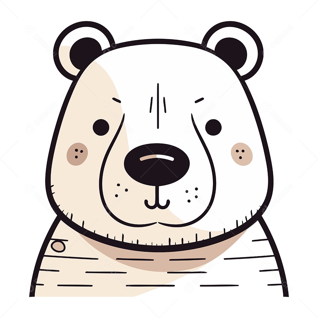 Urso Polar Fofo de Desenho Animado Ilustração Vetor EPS