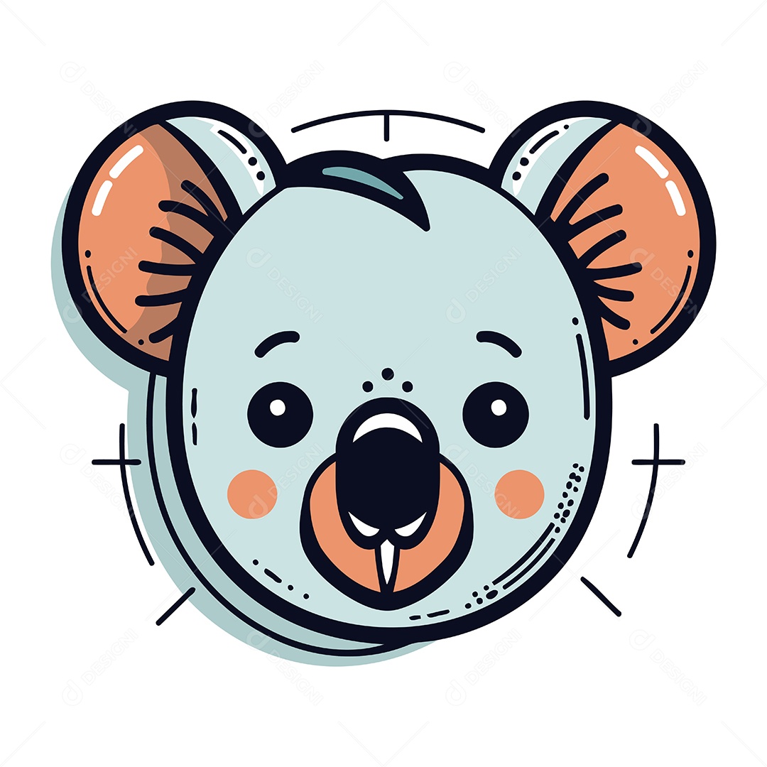 Cabeça de Coala Fofa Desenho Animado Ilustração Vetor EPS