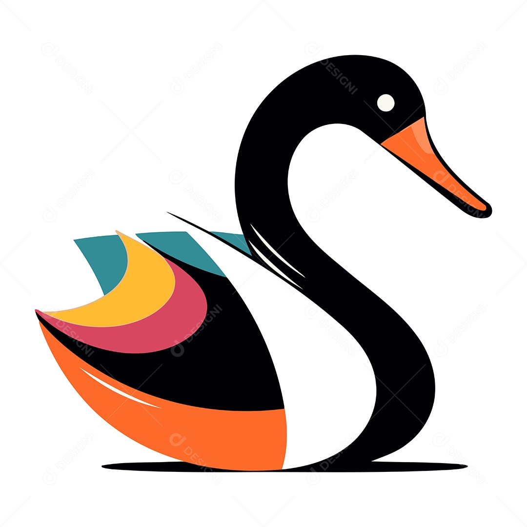 Cisne Negro de Desenho Animado Ilustração Vetor EPS