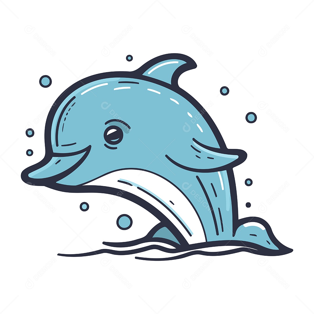 Golfinho de Desenho Animado Ilustração Vetor EPS