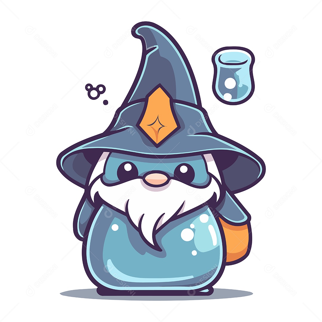 Mago de Desenho Animado com um Frasco Ilustração Vetor EPS