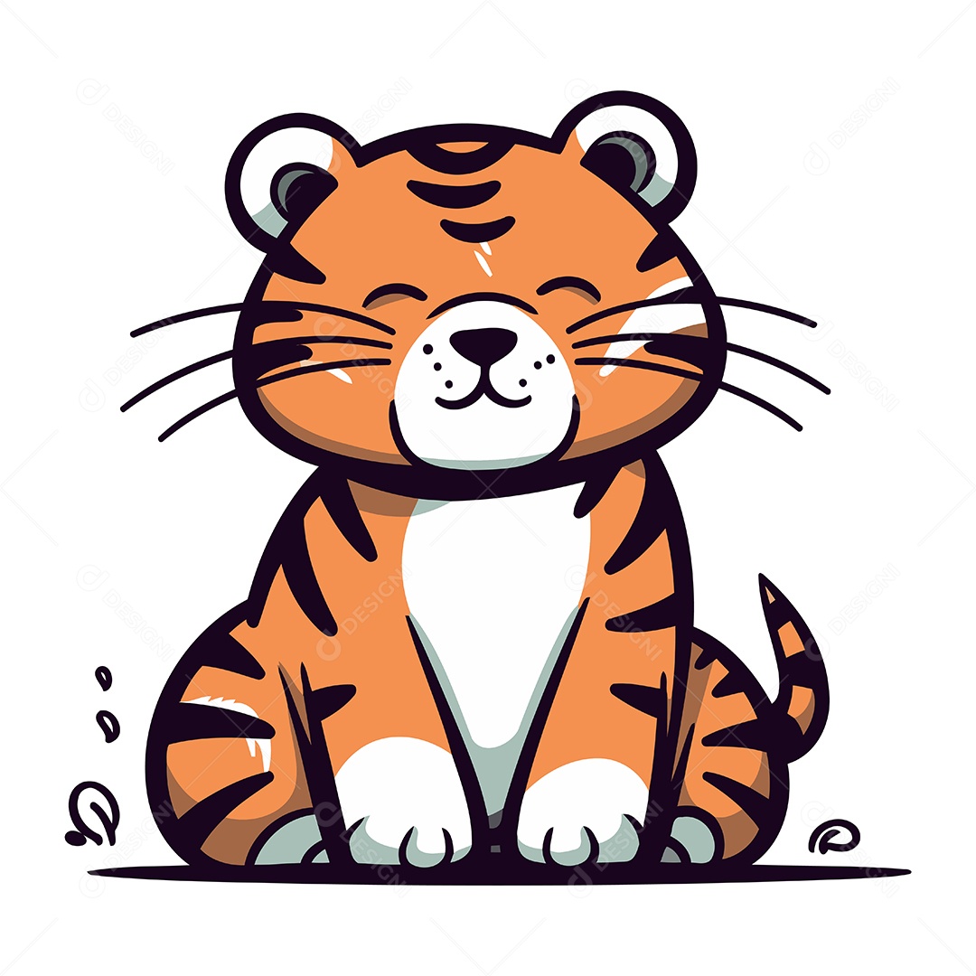 Tigre de Desenho Animado Ilustração Vetor EPS