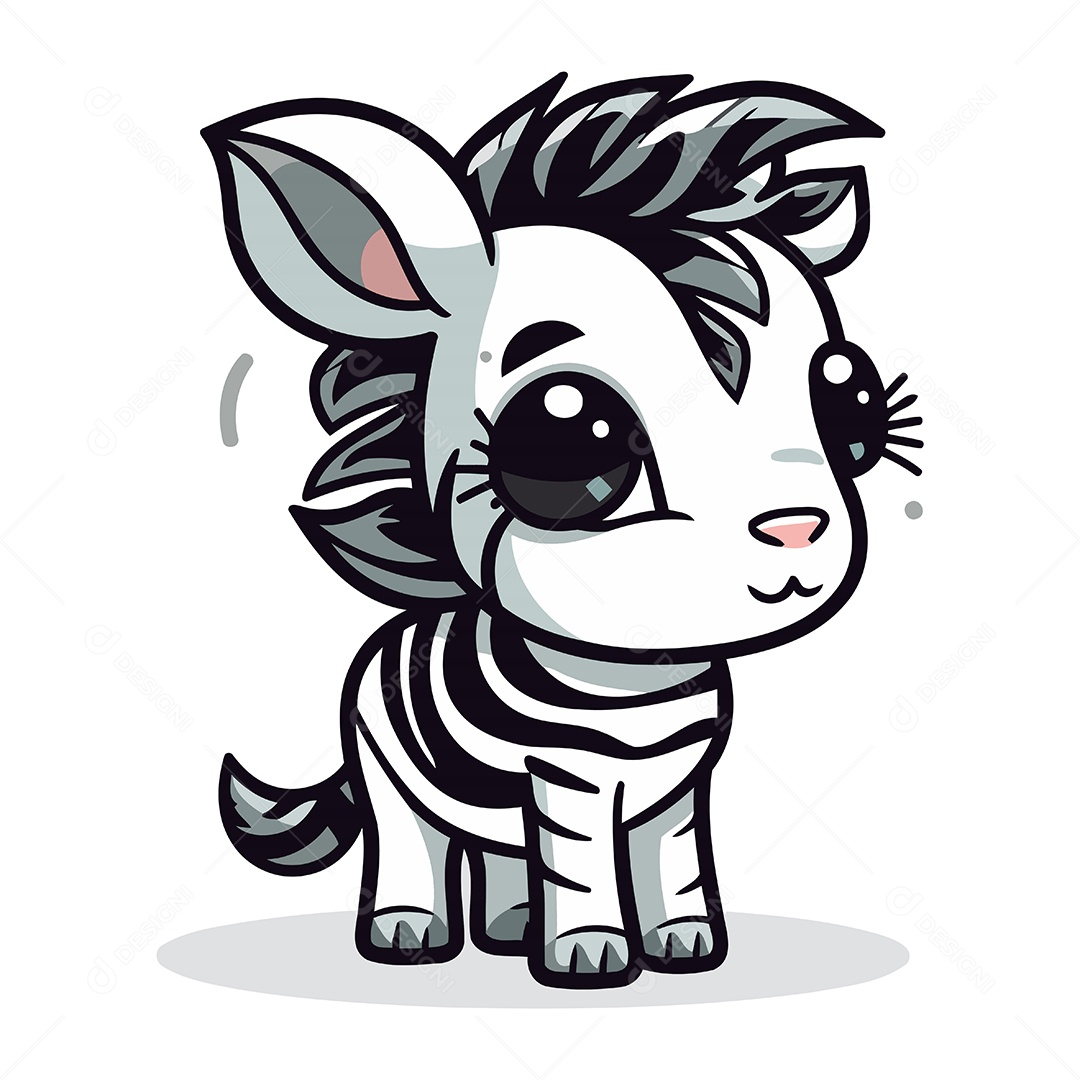Zebra Fofa de Desenho Animado Ilustração Vetor EPS