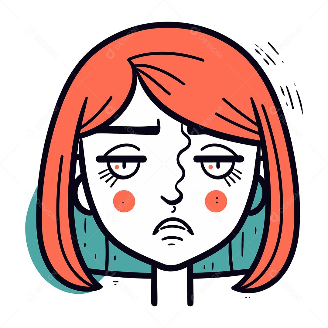 Rosto de Mulher Desenho Animado Ilustração Vetor EPS