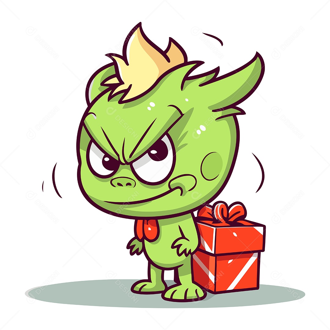 Monstro com um Presente Ilustração Vetor EPS