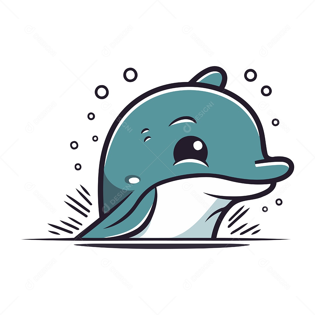 Golfinho de Desenho Animado Ilustração Vetor EPS