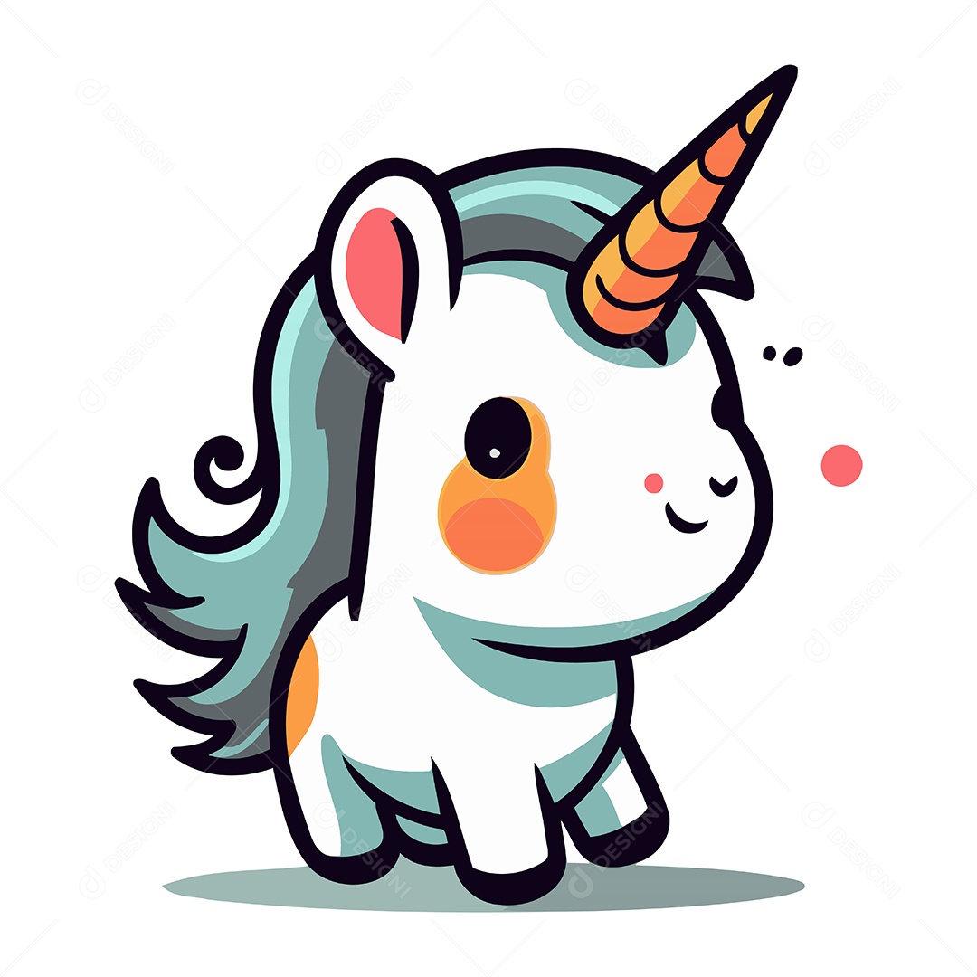 Unicórnio de Desenho Animado Ilustração Vetor EPS