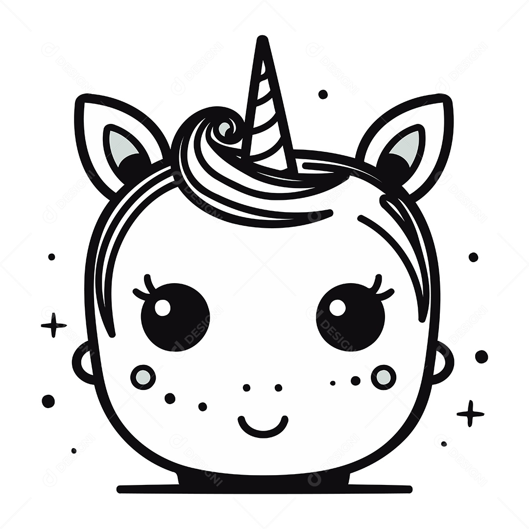 Unicórnio de Desenho Animado Ilustração Vetor EPS