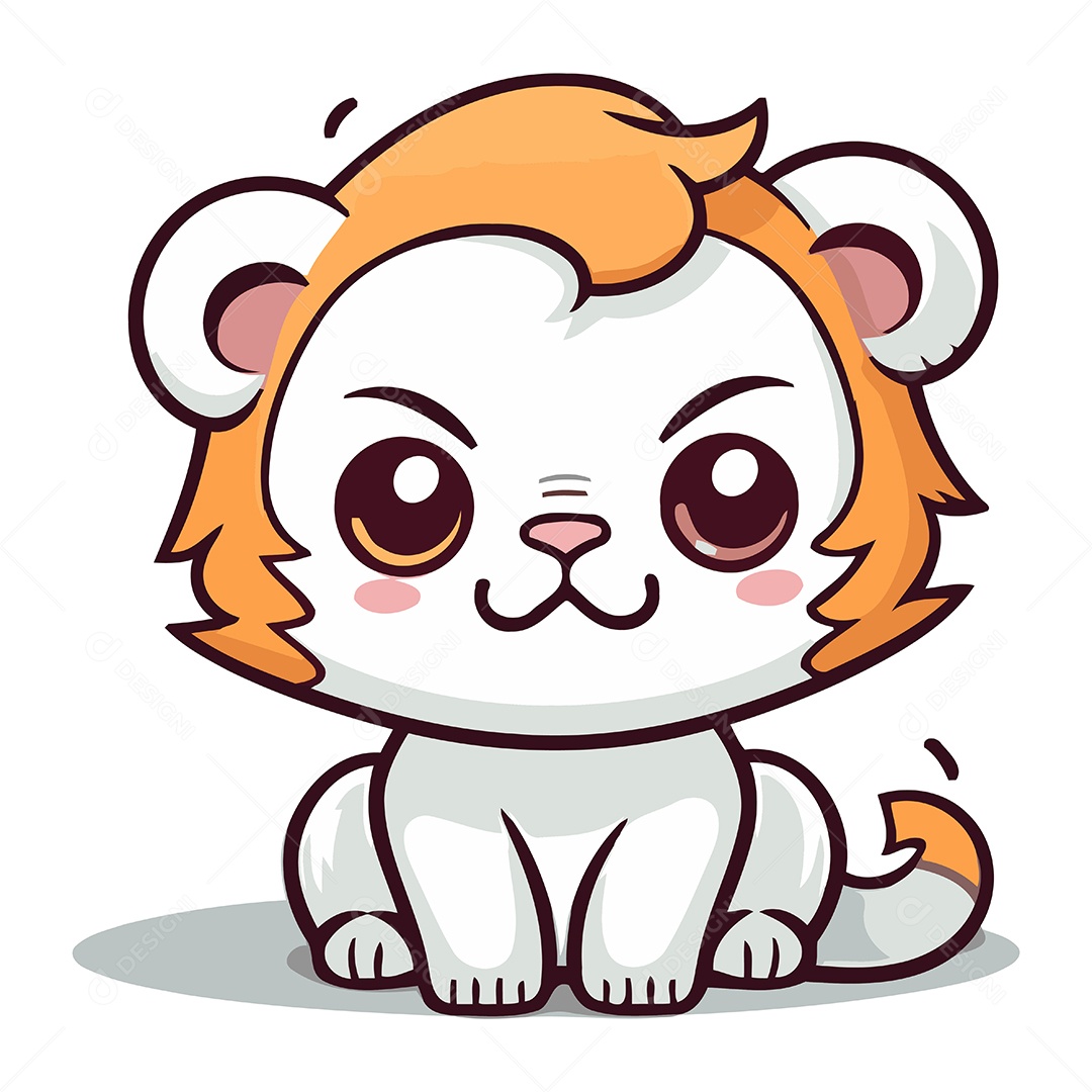 Leão Fofo de Desenho Animado Ilustração Vetor EPS